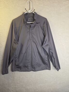 Nike Shield Water Repel 1/2 Zip Golf Gray Logo Jacket Gunsmoke Men's M